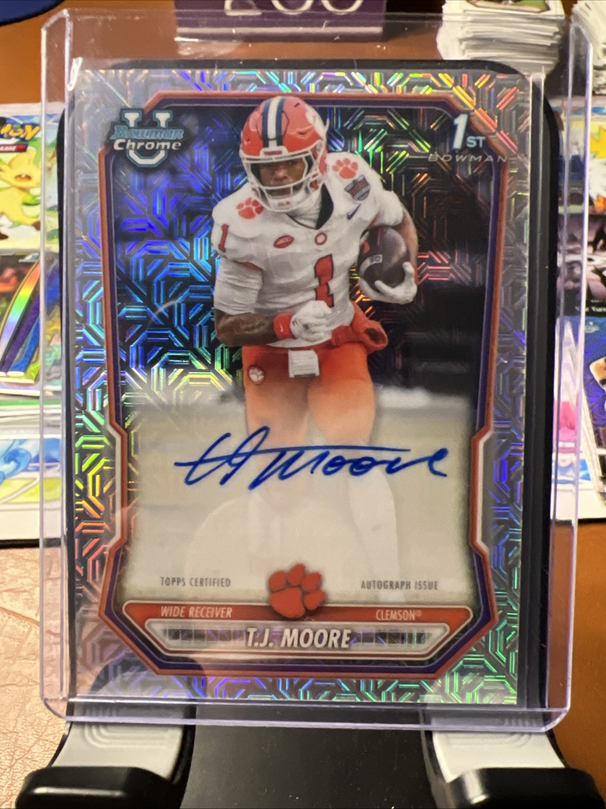 2026 Bowman Football T.J. Moore 1st Auto Mojo Refractor Clemson (On ...