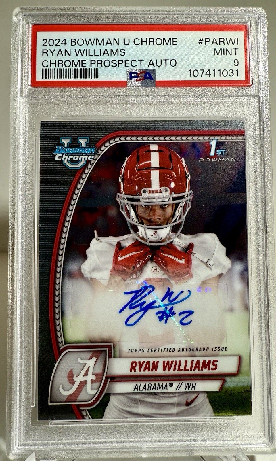 2024 Bowman U Chrome Ryan Williams Prospect 1st Auto Autograph #PA-RWI PSA 9