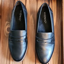 Vionic Cheryl II Black Leather Penny Loafers ...