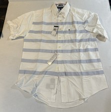 NEW Tommy Hilfiger Short Sleeve Button Down Striped Shirt Size M - NWT
