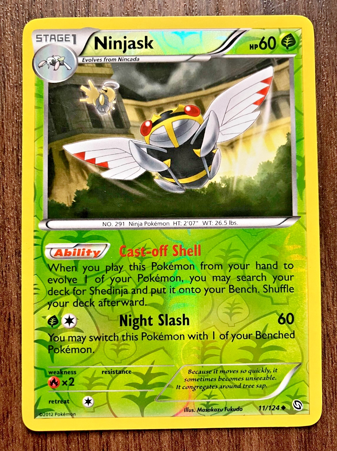 REVERSE HOLO Ninjask 11/124 - 2012 Pokemon Dragons Exalted Uncommon Card - CLEAN