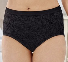 BALI Comfort Revolution Seamless Damask Black Brief Panty Womens 6 7 8 9 10 11