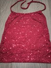 Vtg 70s Red Sequin Sparkly DISCO Halter Crop Top evening party dance XS — photo 2
