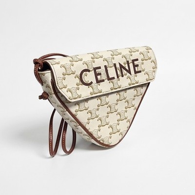 カプりコCELINE セリーヌ CELINE Triomphe Triangle Shoulder Bag U-CU-5220 Brown Beige 21cm