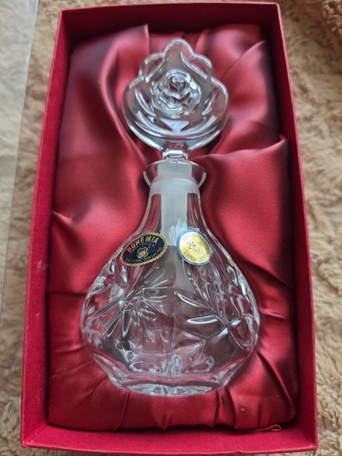 VTG Bohemia Czech Republic European Lead Crystal Perfume Bottle -NOS Open Box