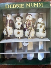Vintage Debbie Mumm Snowman Cheese Spreaders Knives Set Of 4 New 1999