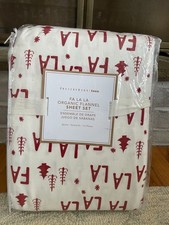 NEW Pottery Barn Teen Fa La La Christmas Flannel Queen Sheet Set, Holiday