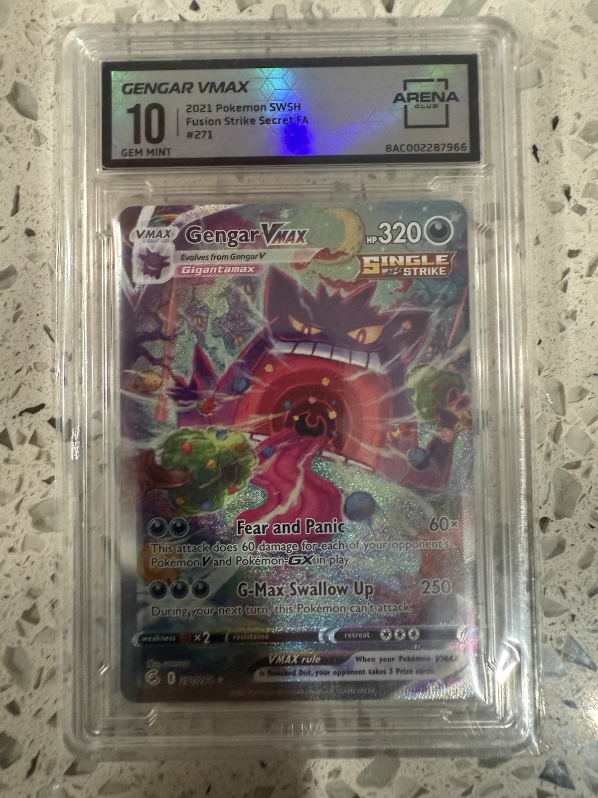 2021 Pokemon Gengar VMAX SWSH Fusion Strike Secret #271 GEM Mint 10