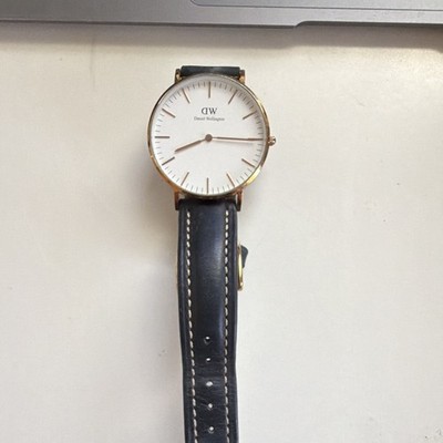 Daniel Wellington Classic Quartz White Dial Rose Gold Steel Blue Leather Strap