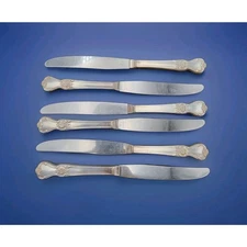 Vtg Old Community Oneida Silver Plate Set of 6 Dinner Knives Rose