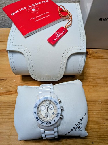 Swiss Legend Commander Diamonds Chrono White Ceramic Watch (Model SL-10128-WSD)