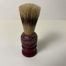 VNTG Maroon Shaving Brush Cream/Brown Bristles M in Circle USA STERILIZED 7