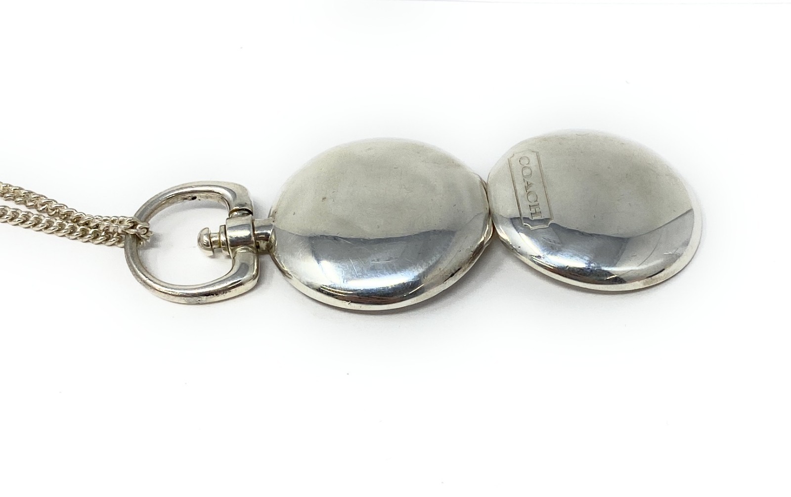 Coach Round Solid Sterling Silver Locket & Neckla… - image 3