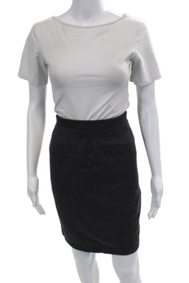 Escada Margaretha Ley Women Pencil Mini Skirt Dark Gray Wool Size S