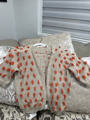 Sparrow 100 Cotton Tufted Dots Cardigan Sweater Size Small Neutral ANTHROPOLOGIE