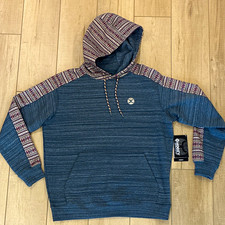 Hooey Men's Pullover Hoodie sweatshirt. Blue/ Aztec Geometric pattern size med