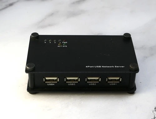 4 Port USB over IP Network Hub Adapter - USB Ethernet Device Server