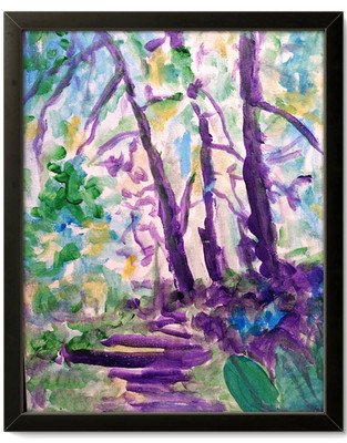 Trees Forest 11x14 Modern Impressionistic Original Canvas Wall Art Acrylic BACH