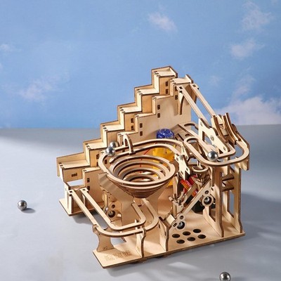 Elektrisches 3D Holzpuzzle Murmelbahn Modell für Hobbyraum Deko Ornament