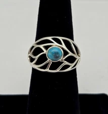 VTG Boma 925 Sterling Silver Turquoise Modernist Boho Ring Size 6 - 5.0g