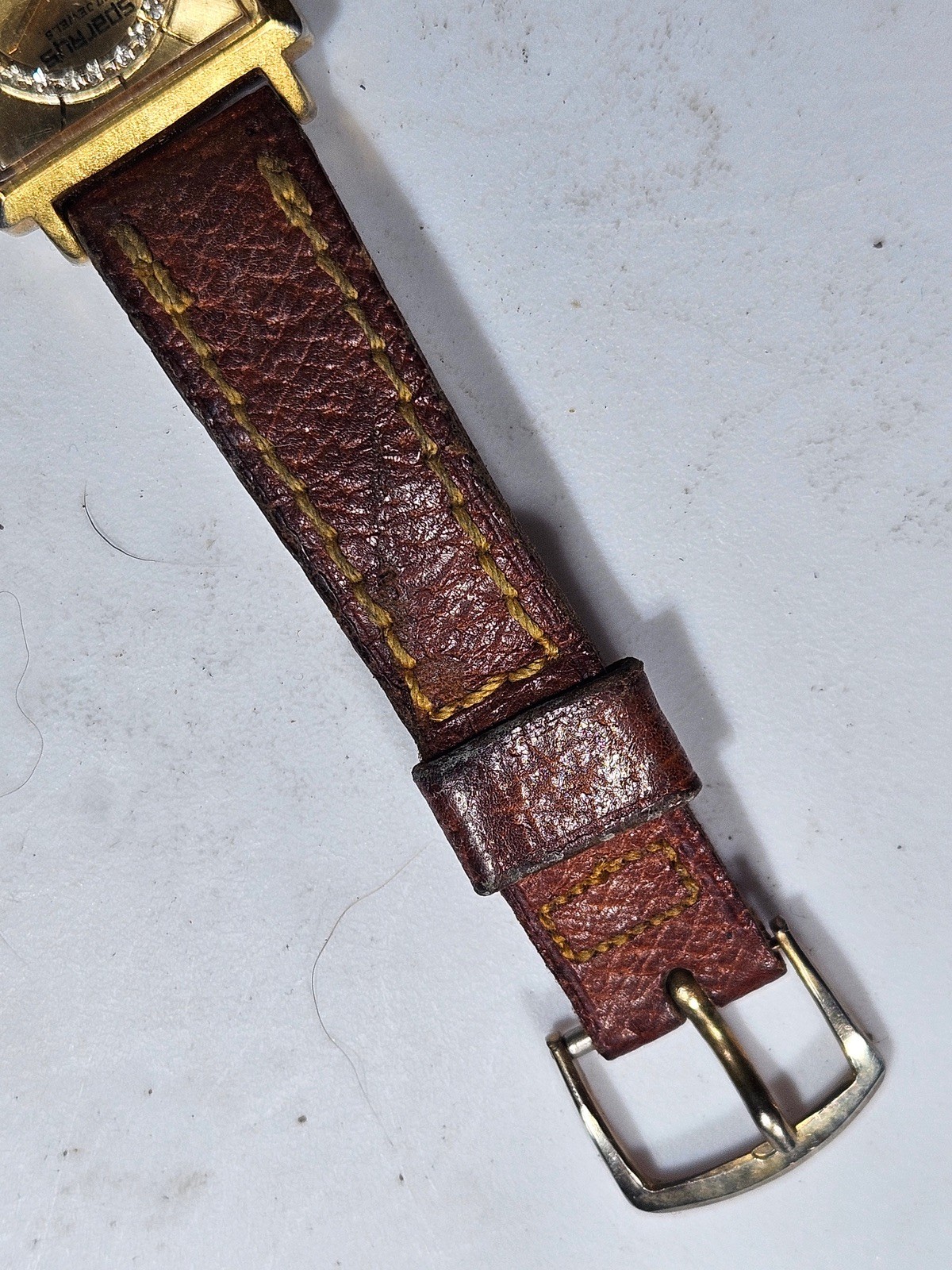 Vintage Spartus 17 Jewels Swiss Watch Gold Tone Rhinestone Square