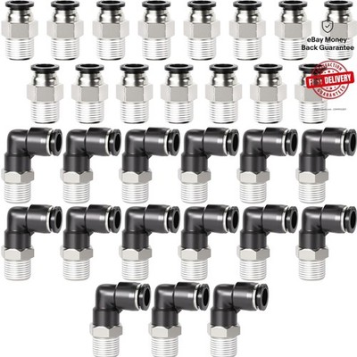 Durable Copper & Plastic Push-to-Connect Fittings - 30 Count of Elbow & Straight