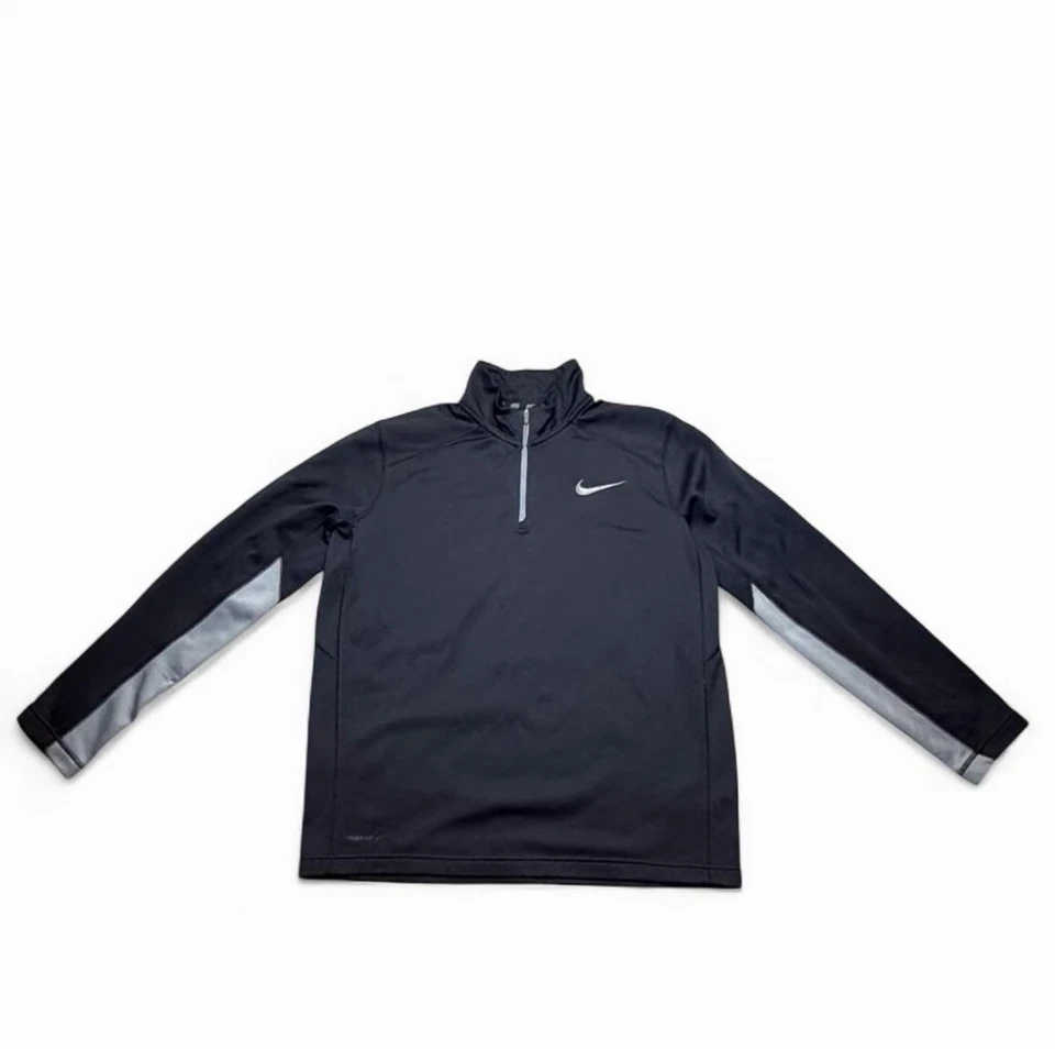 Pullover Nike Therma-Fit para hombre L 1/4 cremallera negro manga reflectante correr Foto 2 de 4