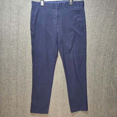 J.Crew Thompson Tapered Formal Pants Mens 36x34 Navy Blue Preppy Chino Cotton