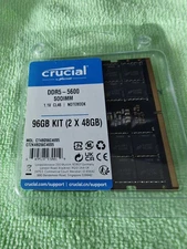 Crucial 96GB (2x48GB) DDR5 RAM 5600MHz Laptop Memory Kit SODIMM New Sealed