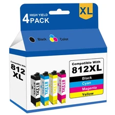 4Pack 812 XL Ink Cartridge for Epson T812XL Ink WF-7840 WF-7820 WF-7310 EC-C7000