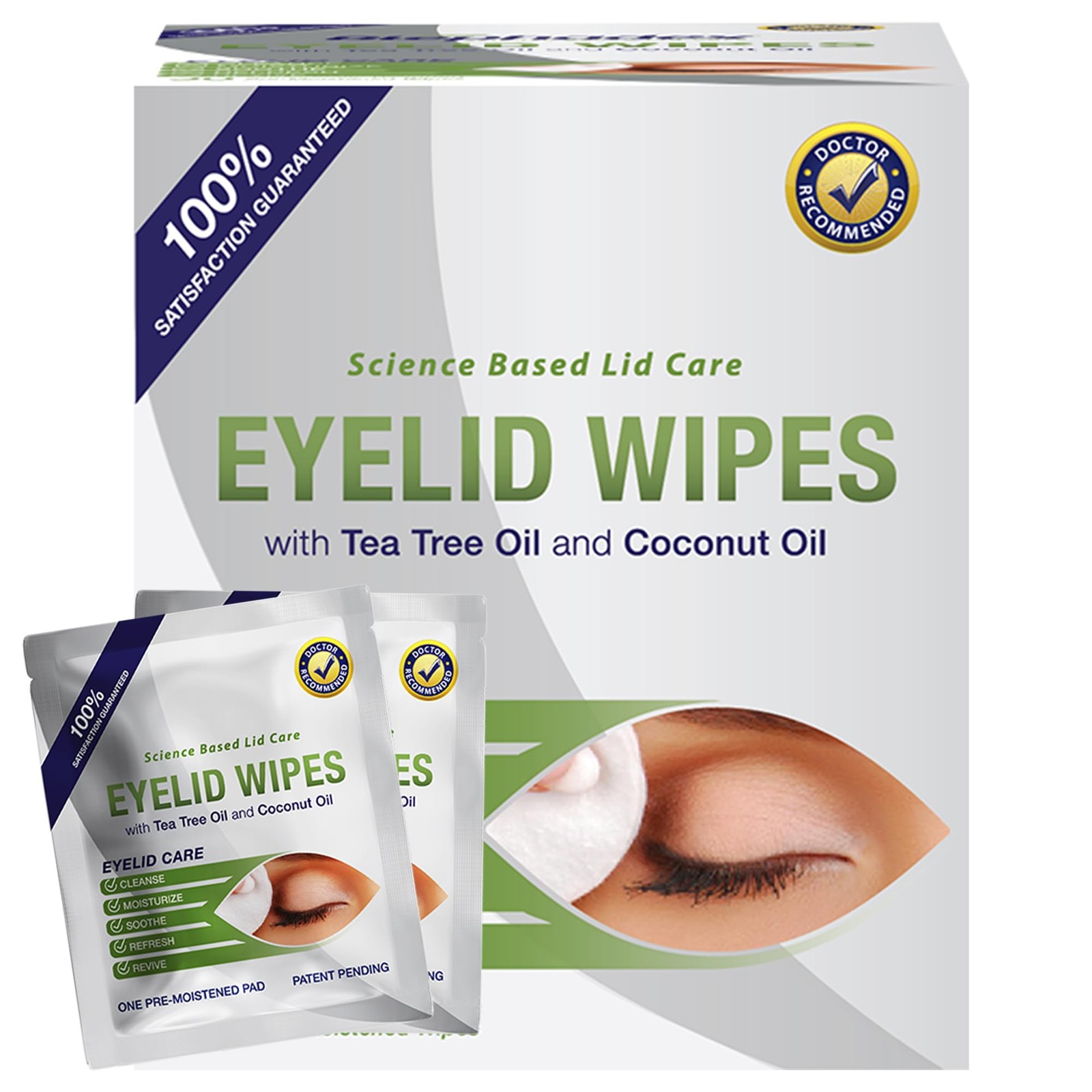 Tea Tree & Coconut Oil Eyelid Wipes - 30 Natural Cleansing Wipes