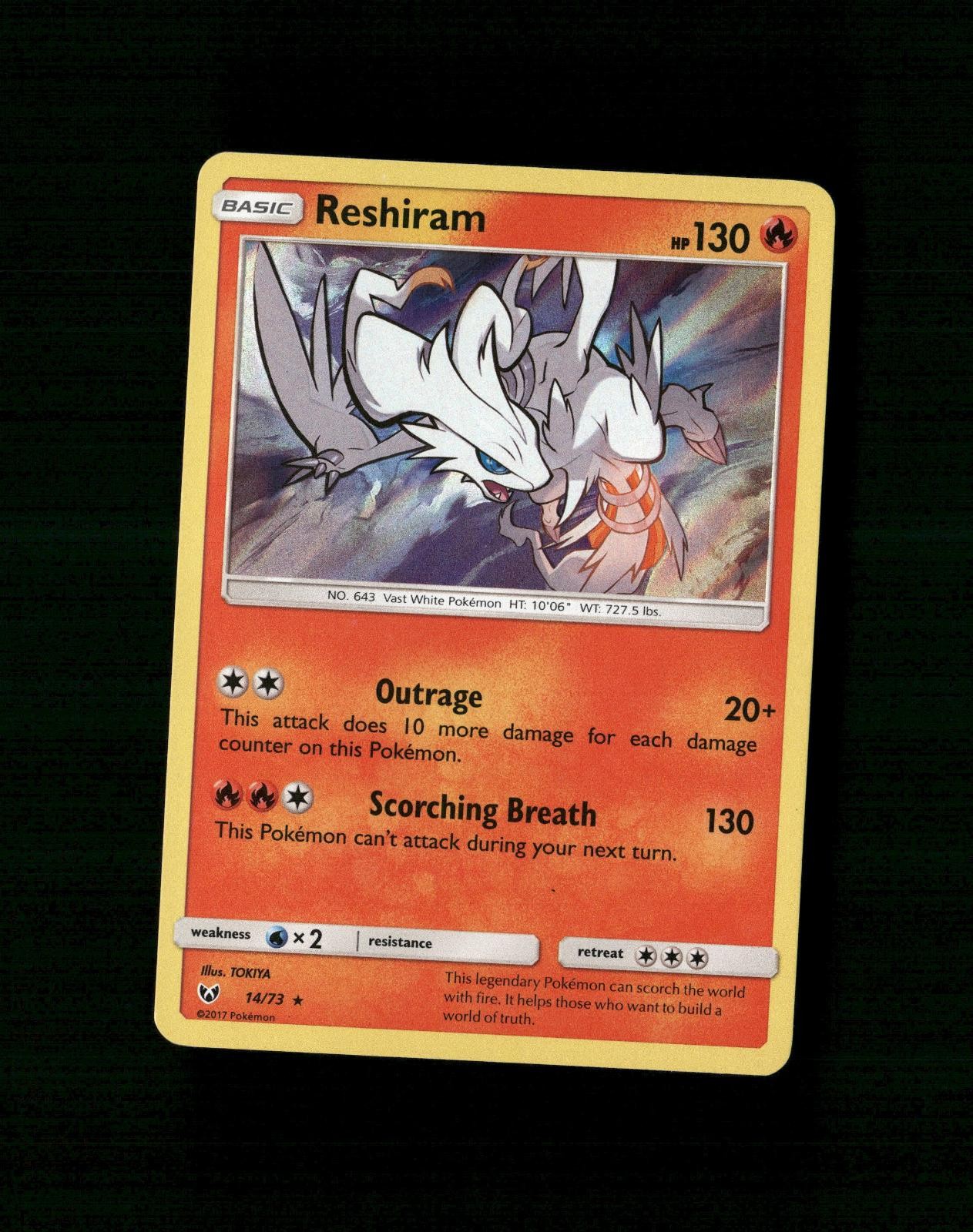 Reshiram 14/73 Holo Rare Shining Legends Pokemon Holo Near Mint D-1