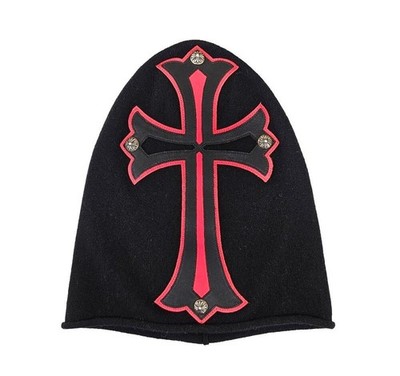 Chrome Hearts Leder Patch Maske Beanie Einheitsgröße schwarz A93INZWT 155762021