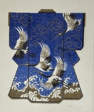 Oriental Wedding Kimono Cranes On Blue By Lee Needlepoint Canvas- Lg