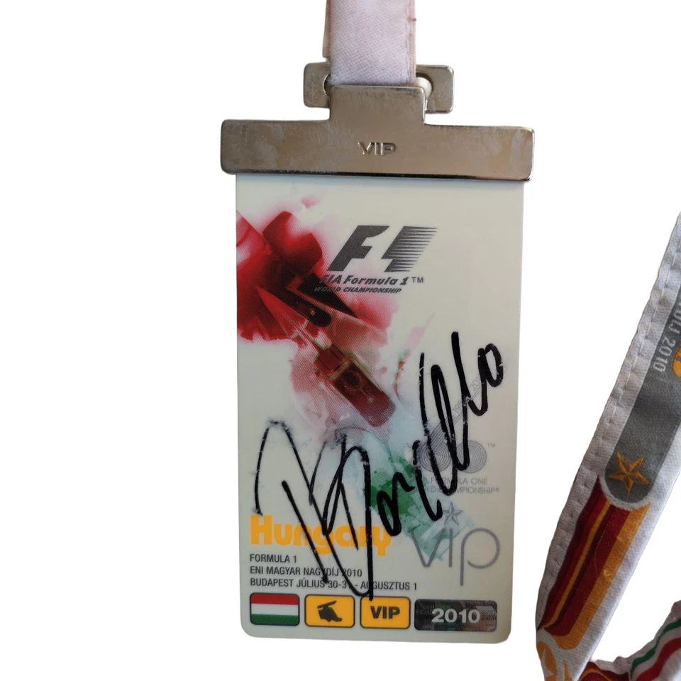 F1 2010 Hungarian GP Paddock Pass Signed by Rubens Barrichello w/ Lanyard RARE - Image 2 of 3