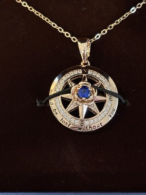 Unique Gold Plated SS925 Compass Necklace  I d Be Lost Without You  NIB