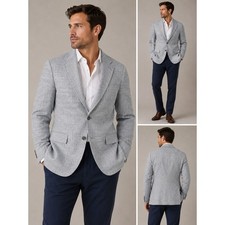 Vtg Christian Dior Blazer Men Light Blue 40R Textured Weave Two Button Jacket