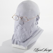 Antique Vintage Gold Metal Wire Round Slim Arm Steampunk Small Glasses  CASE