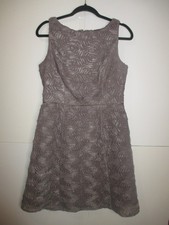 ADRIANNA PAPELL  12 Purple Textured Evening Occasion Wedding Knee Dress