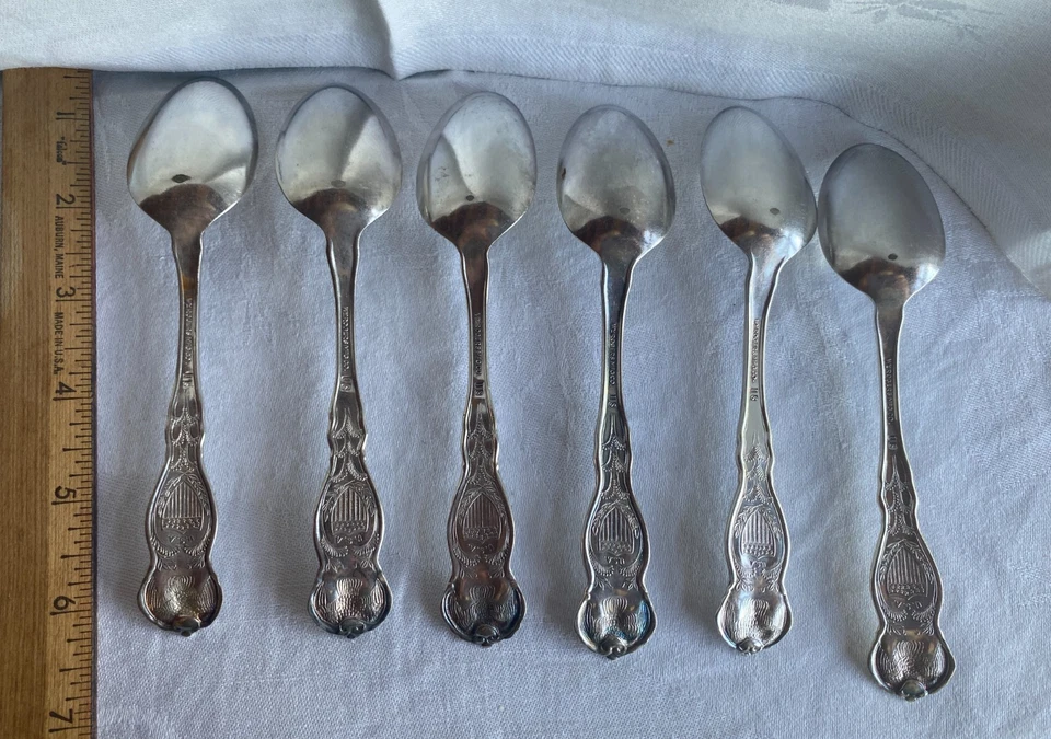 Wm Rogers MFG Co 6 cucharas estatales: DE GA IN KY MA PA. Plateado IS Foto 2 de 2
