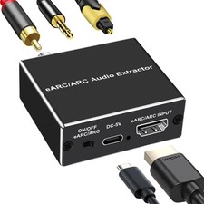 192KHz eARC/ARC Audio Extractor, HDMI eARC/ARC to Optical Audio Extractor,Ear...