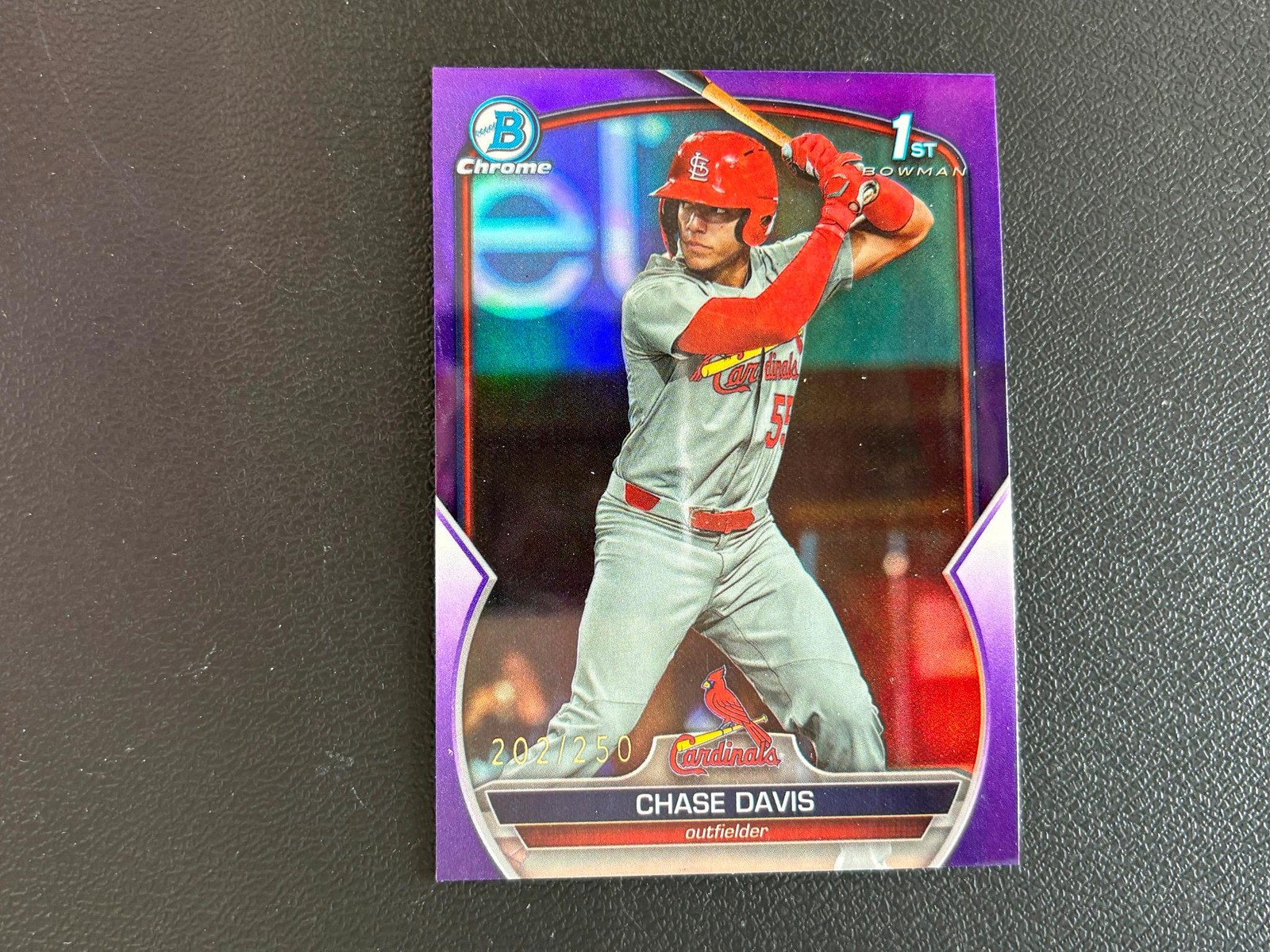 Chase Davis 2023 Bowman Chrome 1st Purple Refractor RC Cardinals 202/250 F7