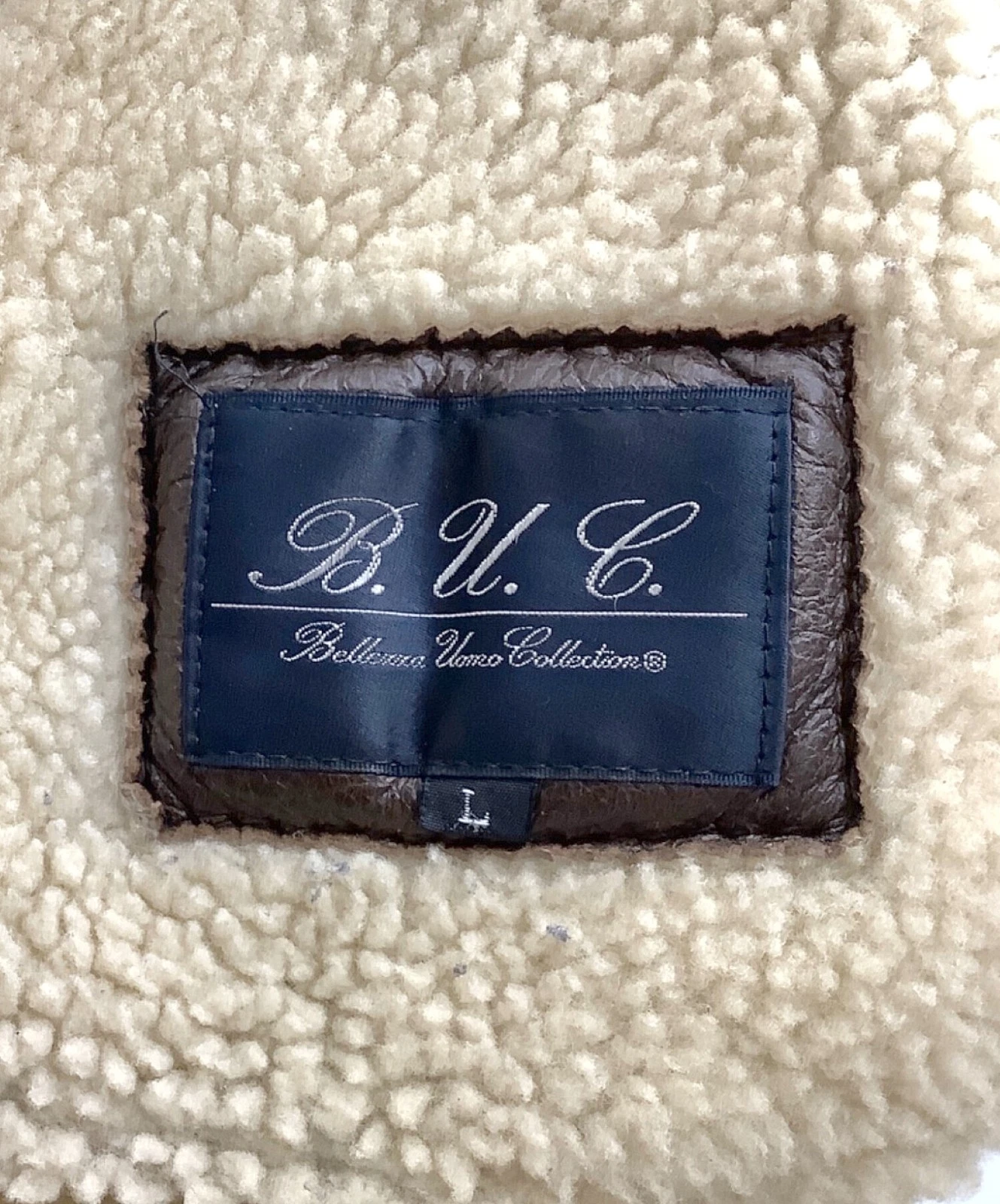 Bellezza Uomo Collection Mouton Leather Sheepskin Jacket Men's Size L Brown - product detail image 7
