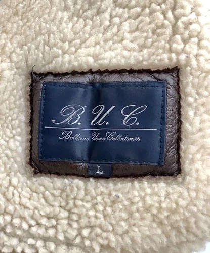 Bellezza Uomo Collection Mouton Leather Sheepskin Jacket Men's Size L Brown image 7