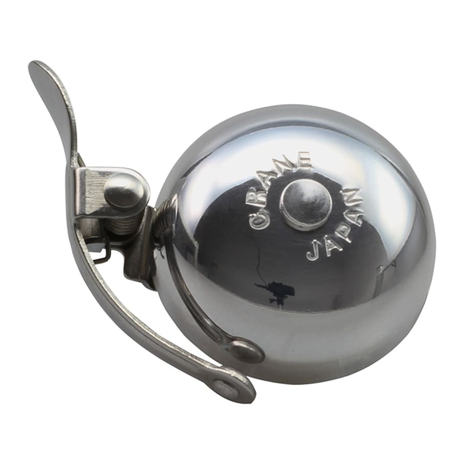 Sonnette Crane Bell Mini Suzu en argent poli pour guidon de vélo urbain vintage