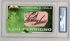 Lou Ferrigno Signed Custom Cut 3x5 Card The Incredible Hulk PSA Slabbed AUTO