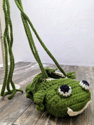 Handmade Crocheted Frog Planter HangingCabin Country Decor Kids / Adults Easter