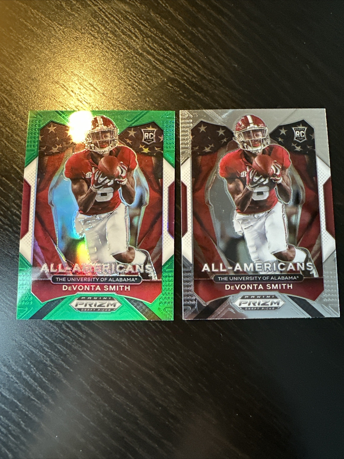 DEVONTA SMITH 2021 PRIZM DP ALL-AMERICANS PRIZMS GREEN RC ALABAMA EAGLES
