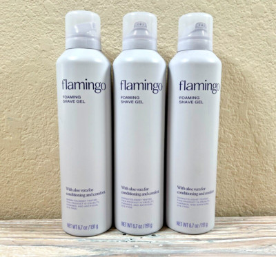 Lot of 3 Flamingo Foaming Shave Gel Conditions and Cushions with Aloe Vera 6.7oz