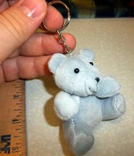 Plush stuffed Grey Fuzzy Bear keychain, 2.75 inch tall, nice collectible, CUTE